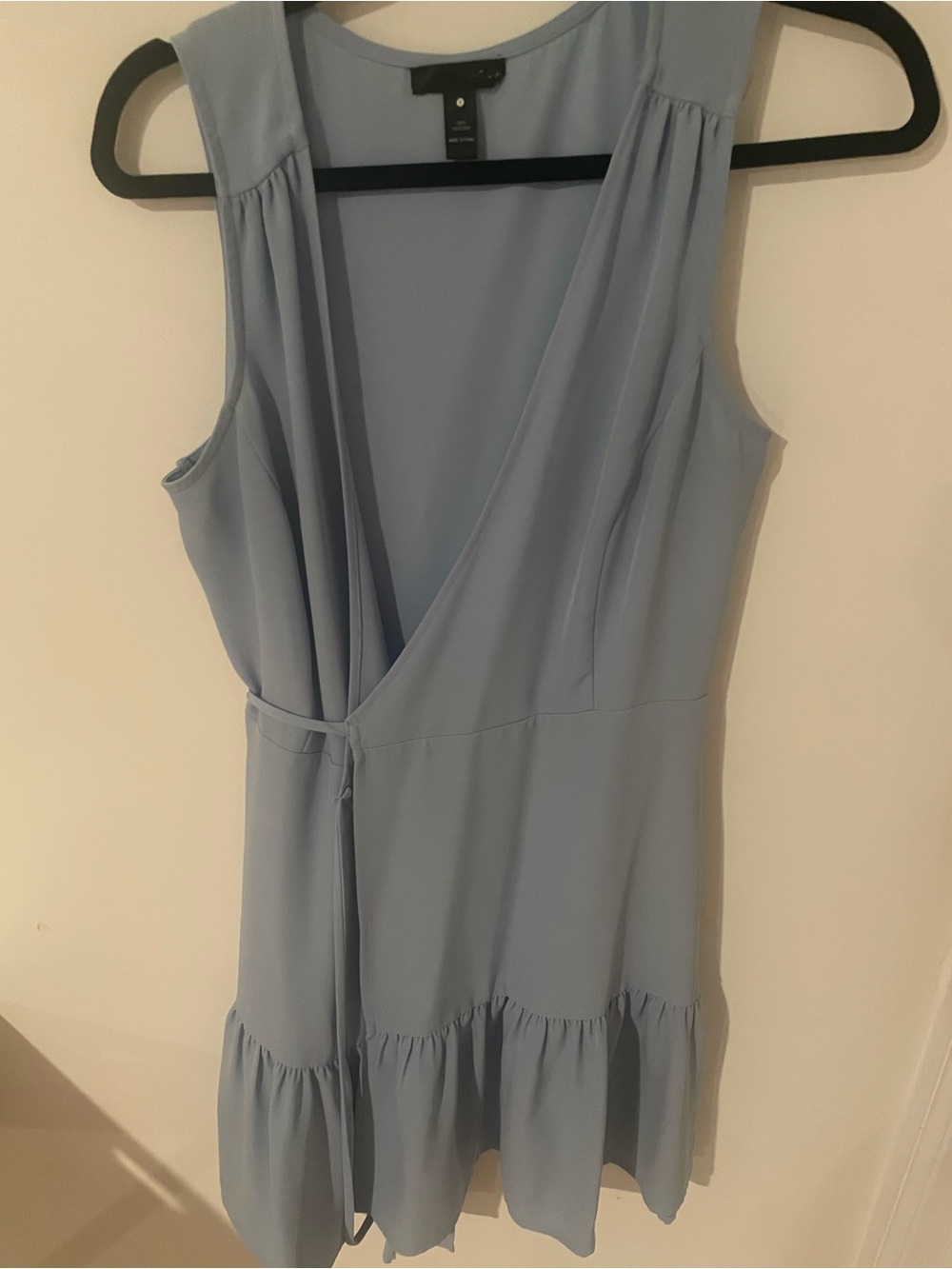Aqua Light Blue Sleeveless Wrap Mini Dress